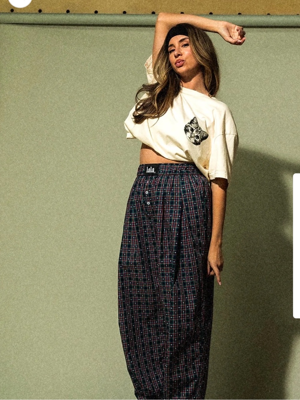 Dressed in LALA Happy Chance Barrel Leg Boxer Pants in Lots of Love Plaid NWT
